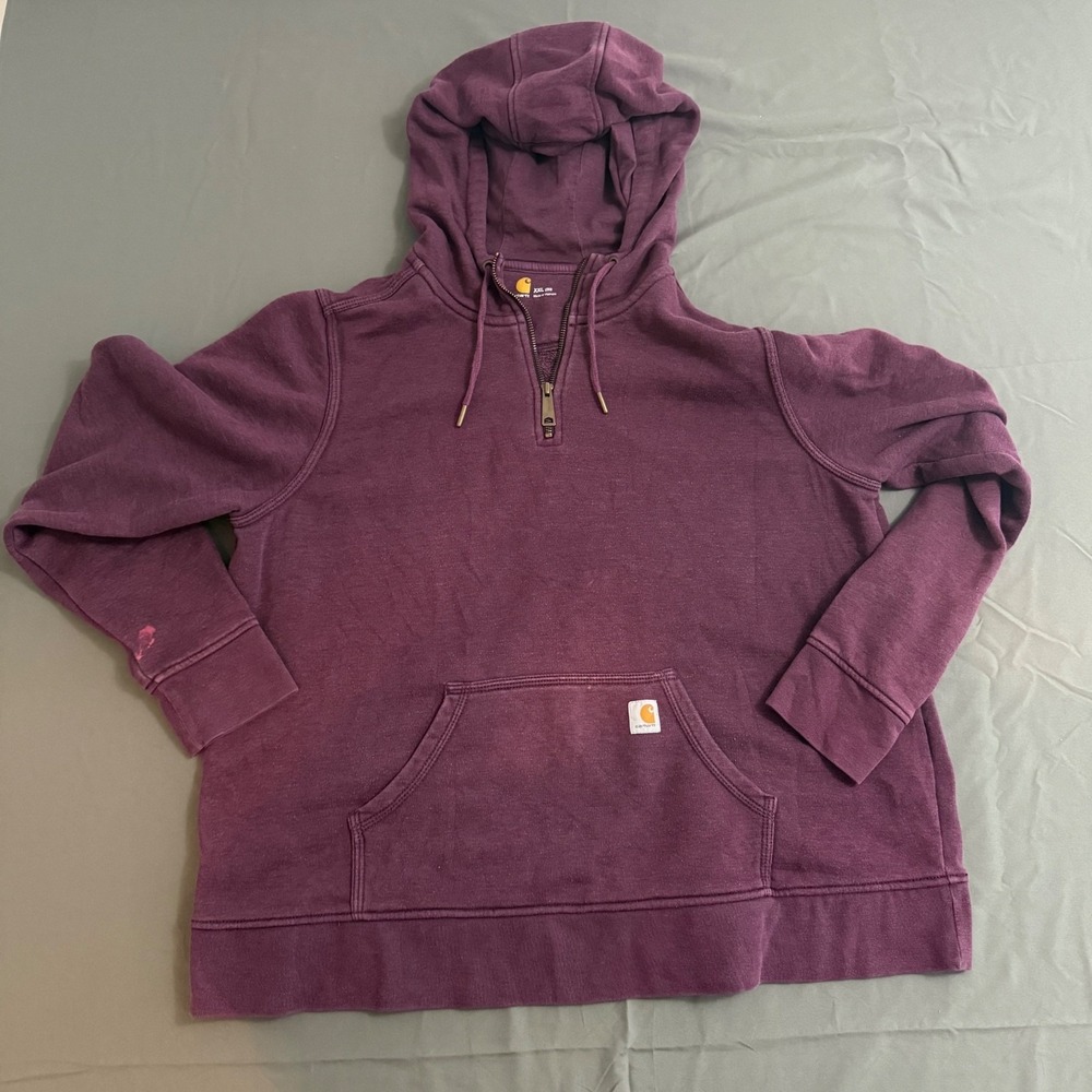 Women's Carhartt Relaxed Fit Quarter Zip Hoodie 2XL Purple/Pink Color